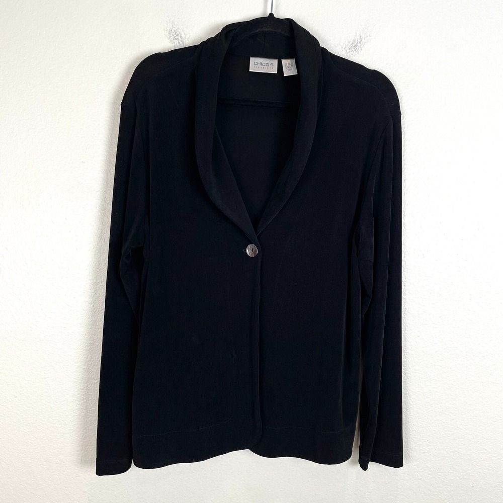 Chicos Travelers Womens Large Slinky Knit Cardigan‎ One Button Long Sleeve Top - Picture 6 of 12